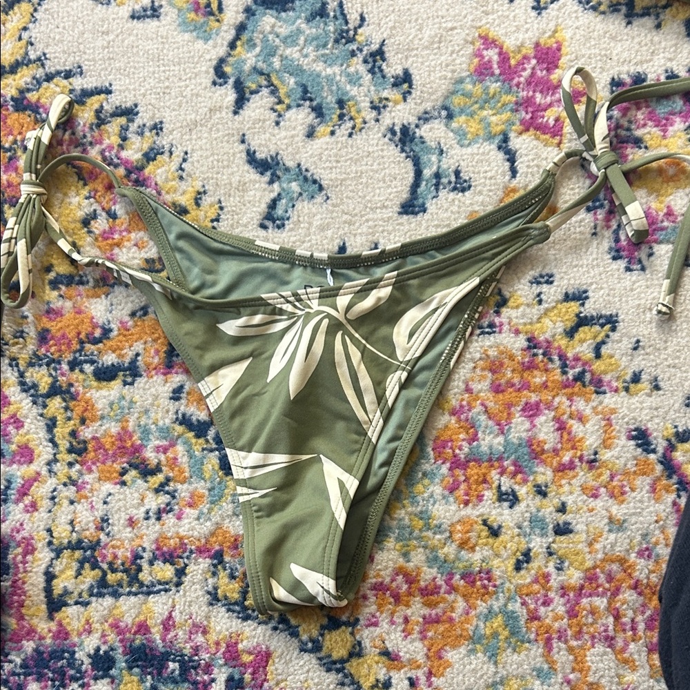 Roxy Green Leaf Print Bikini Bottom
